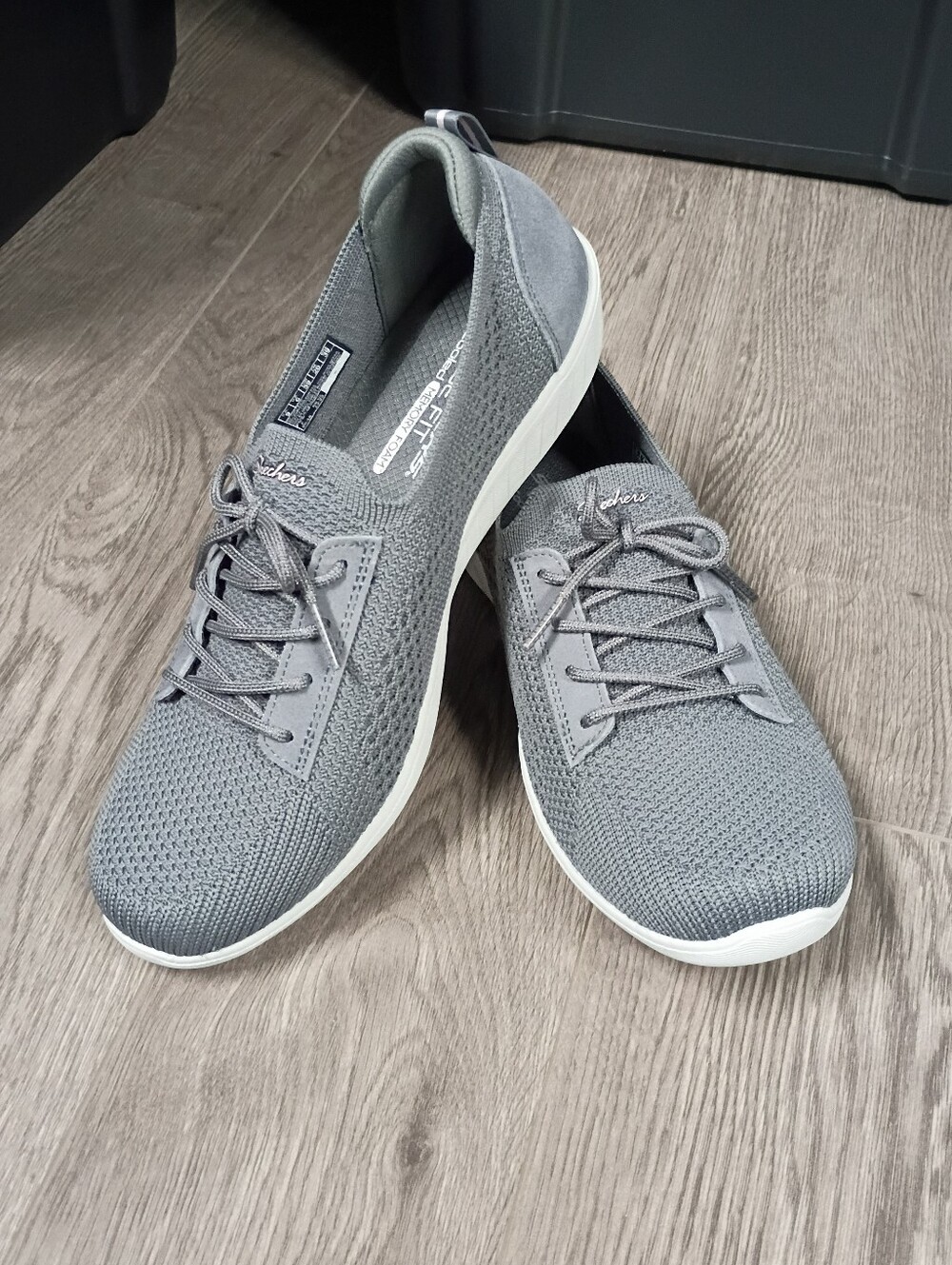 Women's Skechers Casual Knit Lace-Up Sneakers - Gray